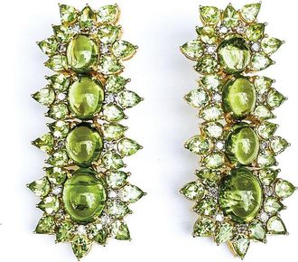 Arthur Marder Fine Jewelry Vermeil 1.00 Ct. Tw. Diamond & Peridot Earrings
