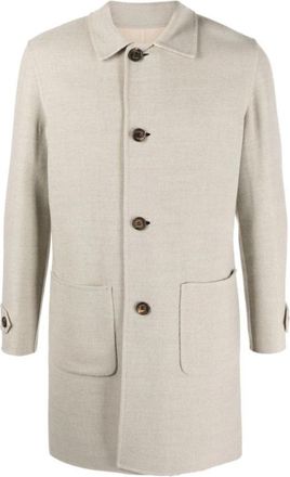 Eleventy Single-Breasted Jas - Heren - Mantel - Beige - XL - Wol - Jassen