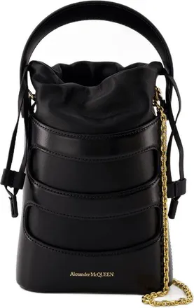 Alexander McQueen Womens The Rise Mini Crossbody Bag Black Calfskin