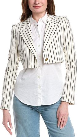 L'agence Lagence Izzie Cropped Linen-Blend Blazer