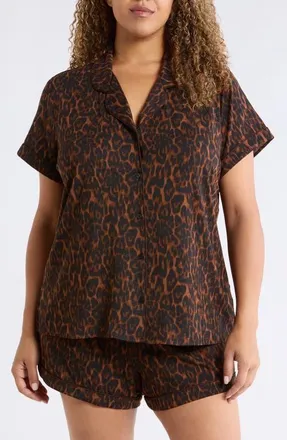 Nordstrom Moonlight Eco Short Pajamas in Brown - Black Elegant Leopard at Nordstrom, Size 2X
