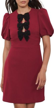 Mint Velvet Bow Detail Mini Dress in Red at Nordstrom, Size 10