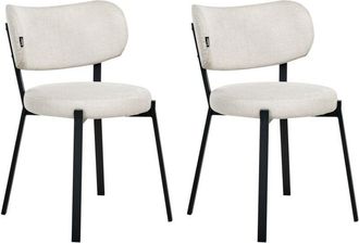 Beliani Set of 2 Dining Chairs BRONTE Fabric Light Beige