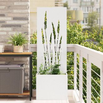 vidaXL Macetero De Jard&iacute;n Con Panel Decorativo Blanco 50 X 140 Cm Vidaxl