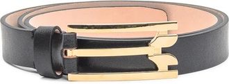 Victoria Beckham Zwarte Leren Riem met Gouden Gesp - Dames - Riemen - Zwart - 80 CM - Accessoires