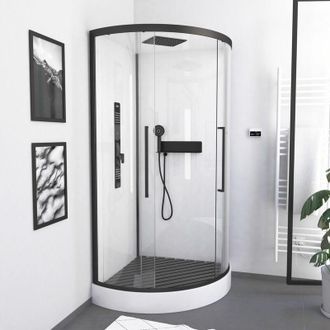 Aurlane Tarima De Madera Compuesta Gris Para Cabina 1/4 De C&iacute;rculo - Dimensiones 77 X 77 X 3.2 Cm