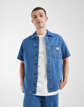Blend Camicia di jeans vestibilit&agrave; classica lavaggio blu medio con tasca in coordinato