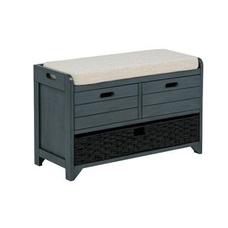 Best Master Furniture Delport Fully Assembled 2-Drawer Storage Entryway Bench, Deep Sea Dive