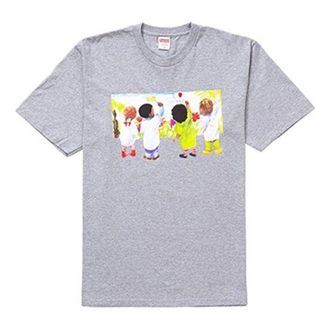 SUPREME SS19 Kids Tee Heather Grey Kids Graffiti Round Neck Short Sleeve Unisex Gray SUP-SS19-269