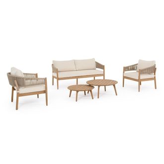 Konte Design Conjunto de sal&oacute;n completo con sof&aacute;, 2 sillones y 2 mesitas