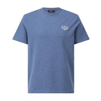 A.P.C. A.p.c., Tops, Dames, Blauw, S, Katoen, Logo T-shirt van katoen