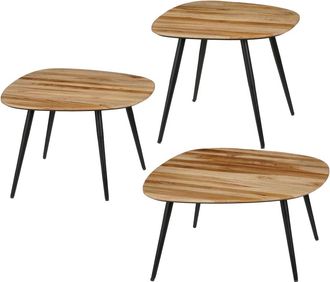 MiCa Decorations Juego de 3 mesa auxiliar de madera reciclada marrón alt.34