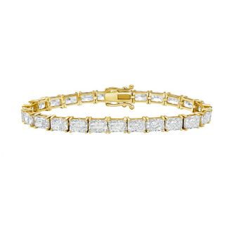 Diana M. Jewels 14kt Yellow Gold 10.00cts Lab Grown East-West Radiant Diamond Tennis Bracelet