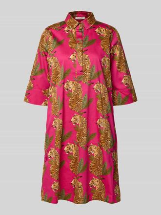 Christian Berg Knielanges Hemdblusenkleid im Allover-Look in Pink, Gr&ouml;&szlig;e 34