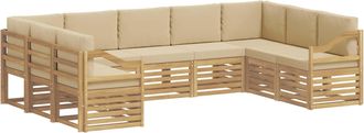 vidaXL Conjunto De Sof&aacute;s De Exterior 9 Uds. Y Beige Poli&eacute;ster Vidaxl