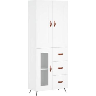 vidaXL Vidaxl - Aparador Alto Madera Contrachapada Blanco 69,5x34x180 Cm