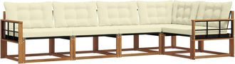 vidaXL Conjunto De Sof&aacute;s De Exterior 5 Uds. Natural Y Crema Vidaxl