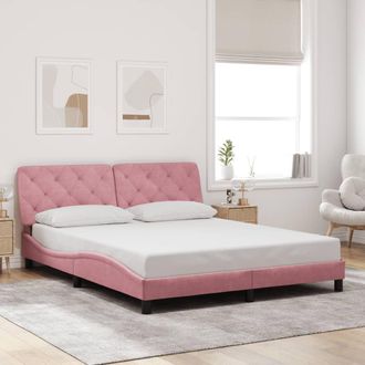 vidaXL Estructura De Cama Sin Colch&oacute;n Terciopelo Rosa 160x200 Cm Vidaxl