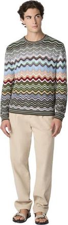 Missoni Crew-neck Cotton And Viscose Chevron Pullover With Greek Motif in Multicoloured at Nordstrom, Size 48 It