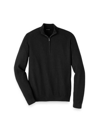 Paul Fredrick Silk Cotton Cashmere Quarter Zip Mock Neck Sweater in Black at Nordstrom, Size Xx-Large