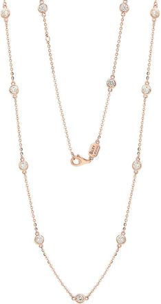 Suzy Levian 14K Rose Gold 0.50 Ct. Tw. Diamond Station Necklace