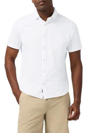 Mizzen+Main Newport Solid Short Sleeve Knit Cotton Blend Button-Up Shirt in White at Nordstrom, Size Xx-Large
