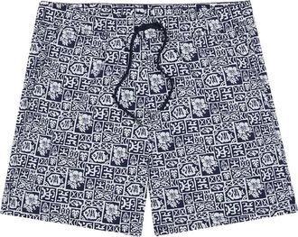 Fair Harbor Mens Bungalow Swim Trunks In Navy Sea Tiles
