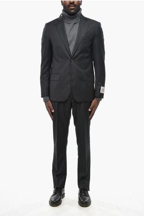 Corneliani CC COLLECTION Virgin Wool Suit with Pinstriped Motif size 48