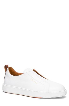 Santoni Victory Laceless Slip-On Sneaker in White at Nordstrom, Size 10.5