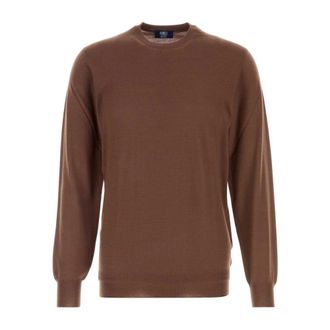 Fedeli Round-neck Knitwear, male, Brown, Size: 3XL Argentina Crew-neck Sweater