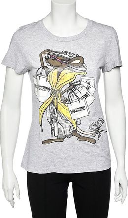 Moschino Grey Shopaholic Mouse Printed Cotton T-Shirt