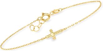 Canaria Canaria Italian 10kt Yellow Gold Sideways Cross Bracelet