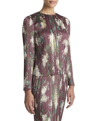 Vince Lilac Printed Micro Pleated Top
