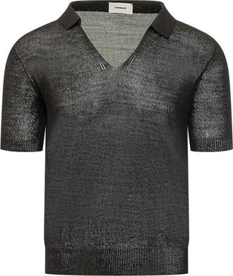 A Paper Kid Gebreide Polo - Heren - Polos - Zwart - XS - Katoen - Tops