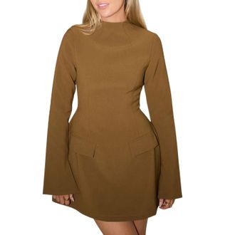 Odd Muse Womens/Ladies Flared Long-Sleeved Mini Dress (Olive) - Size X-Small