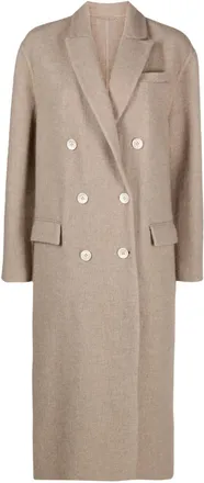 Brunello Cucinelli double-breasted cashmere coat - women - Acetate/Cotton/Cashmere/Silk/Eco Brass - 40 - Neutrals