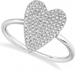 Allurez Diamond Pave Heart Ring 14k White Gold (0.26ct)
