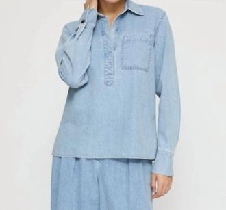Lafayette 148 New York Popover Shirt In Stonewash Blue