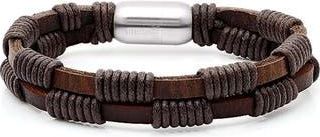 Steeltime Mens Wrapped Leather Bracelet in Brown at Nordstrom Rack