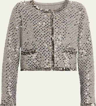 Cinq &agrave; Sept Benoit Cropped Sequin Knit Jacket