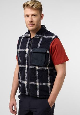 Jack Wolfskin Fleeceweste JACK WOLFSKIN FELSLICHT CHECK VEST M, Herren, Gr. XL (54/56), blau (schwarz, navy), Obermaterial: 100% Polyester; Kontrast: 100% Polyamid 