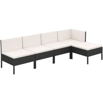 vidaXL 5 Pcs Garden Lounge Set Con Coj&iacute;n De Empuje De Terciopelo