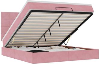 vidaXL vidaXL Ottoman Bed with Mattresses Pink 180x200cm Velvet