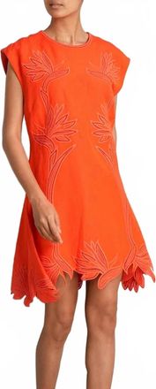 Jonathan Simkhai Raquel Embroidered Mini Dress In Lobster