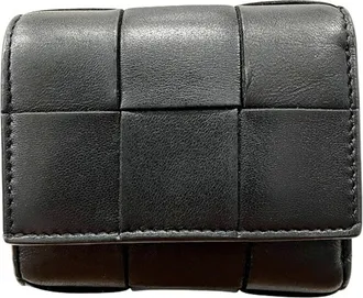 Bottega Veneta Black Leather Coin Purse/Coin Case (Pre-Owned)