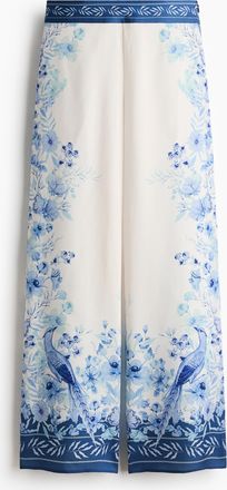 H&M Bedruckte Hose aus Lyocell - White