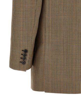 Saint Laurent Prince of Wales Houndstooth Blazer - Beige