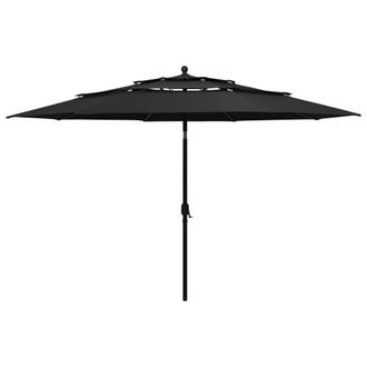 Berkfield Home 3-Tier Parasol with Aluminium Pole Black 3.5 m
