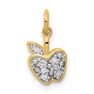 Diamond2Deal 14k Yellow Gold Diamond Apple Charm Pendant