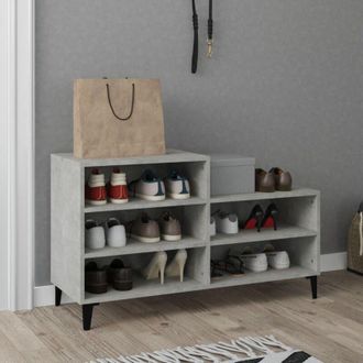 vidaXL Mueble Zapatero Madera Contrachapada Gris Hormig&oacute;n 102x36x60 Cm Vidaxl